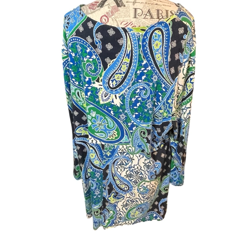 Ruby Rd. Blue and Green Paisley Top - Picture 3 of 7